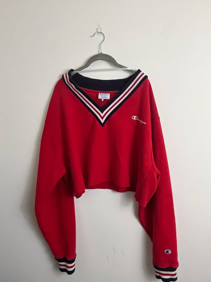 Vintage acogedor campeón suéter rojo